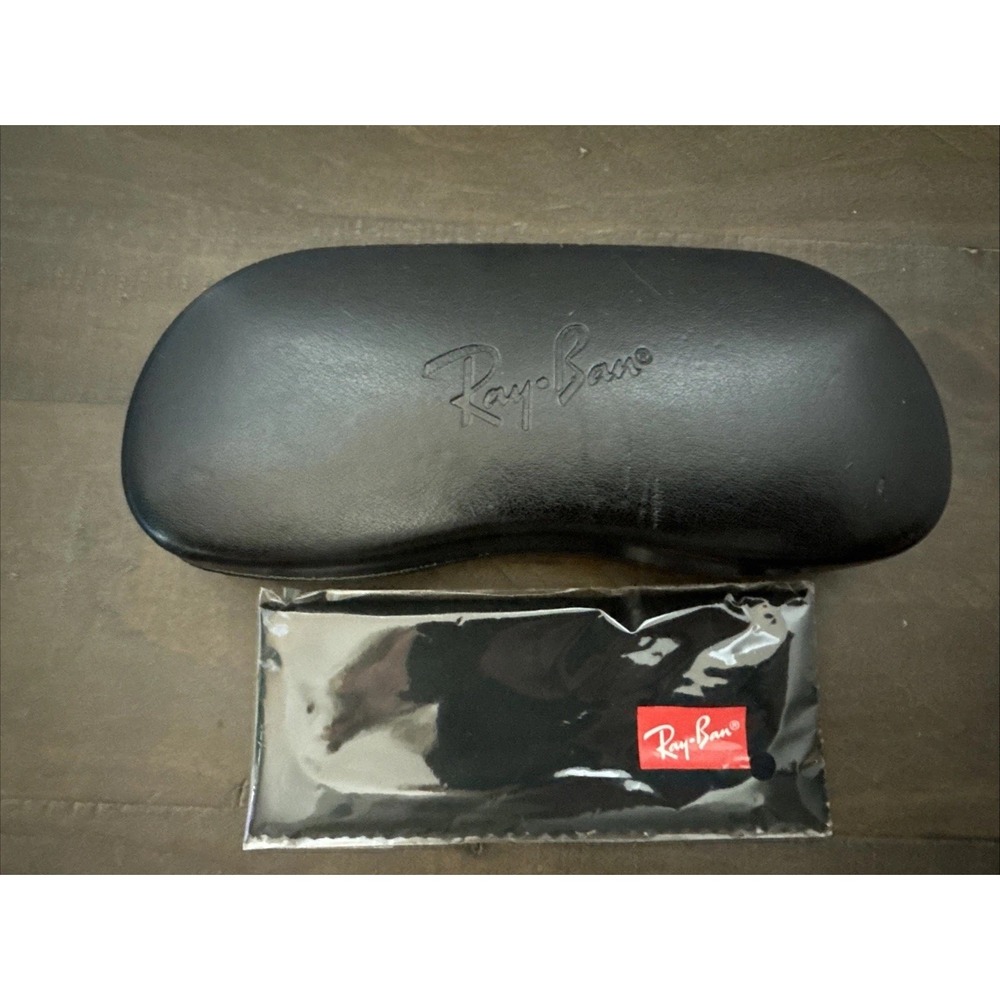 RAY-BAN EYEGLASSES SUNGLASSES BLACK CLAMSHELL CASE WITH CLEANING CLOTH